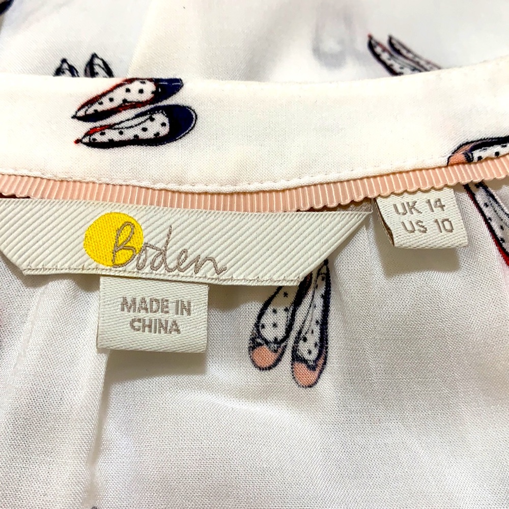 Boden White Button Down Shirt with Shoe Print - Picture 5 of 7